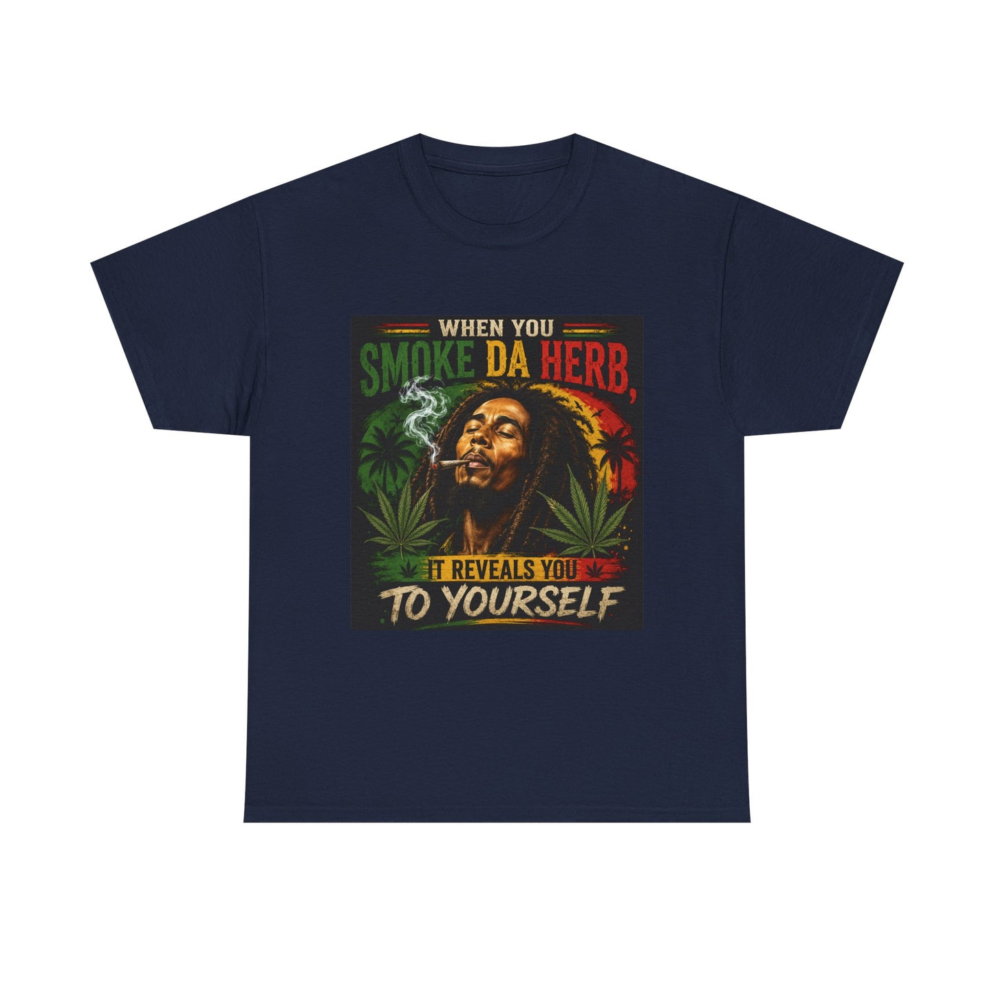 Smoke Da Herb T-Shirt | Rasta Weed Leaf Smoking Graphic Tee