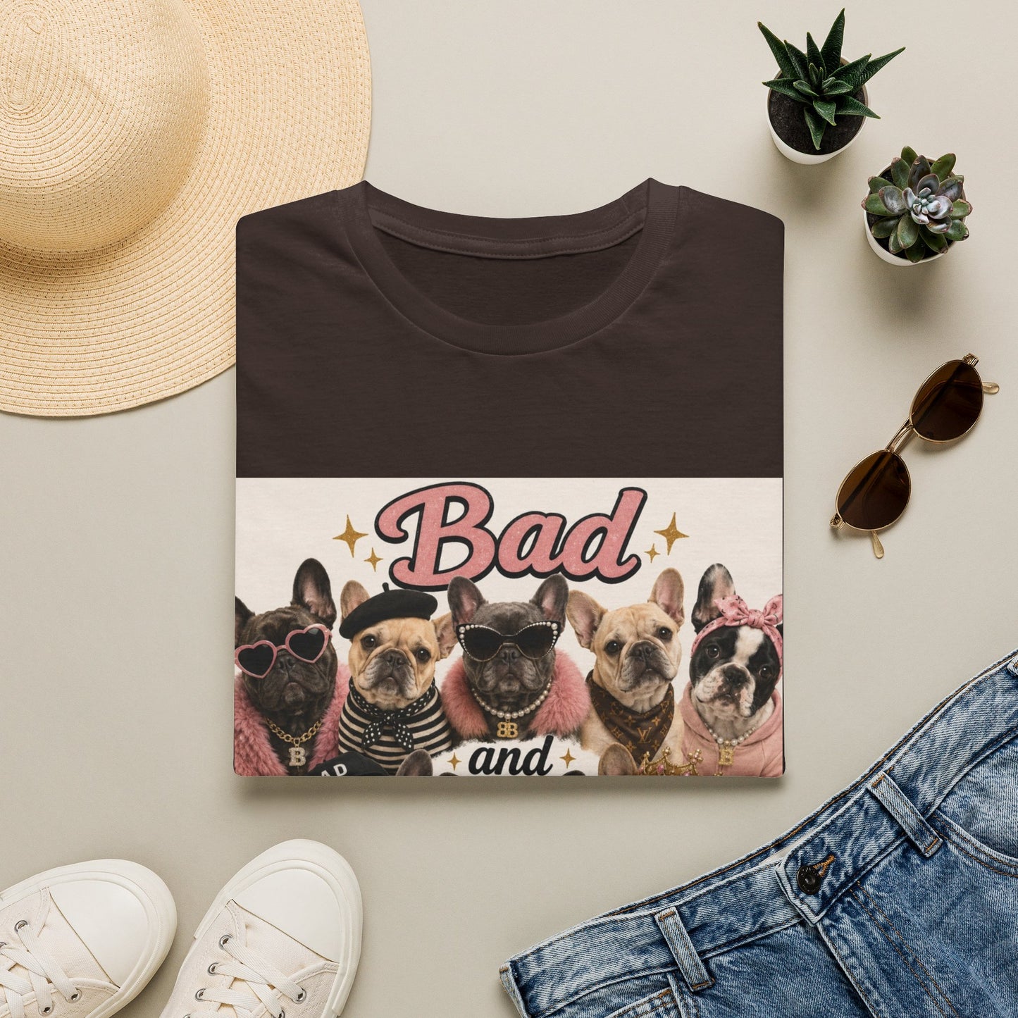Bad and Boujee Dogs T-Shirt | Cute French Bulldog Pug Portraits