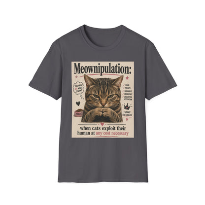 Meownipulation cat design T-Shirt | Funny Tabby Cat Illustration