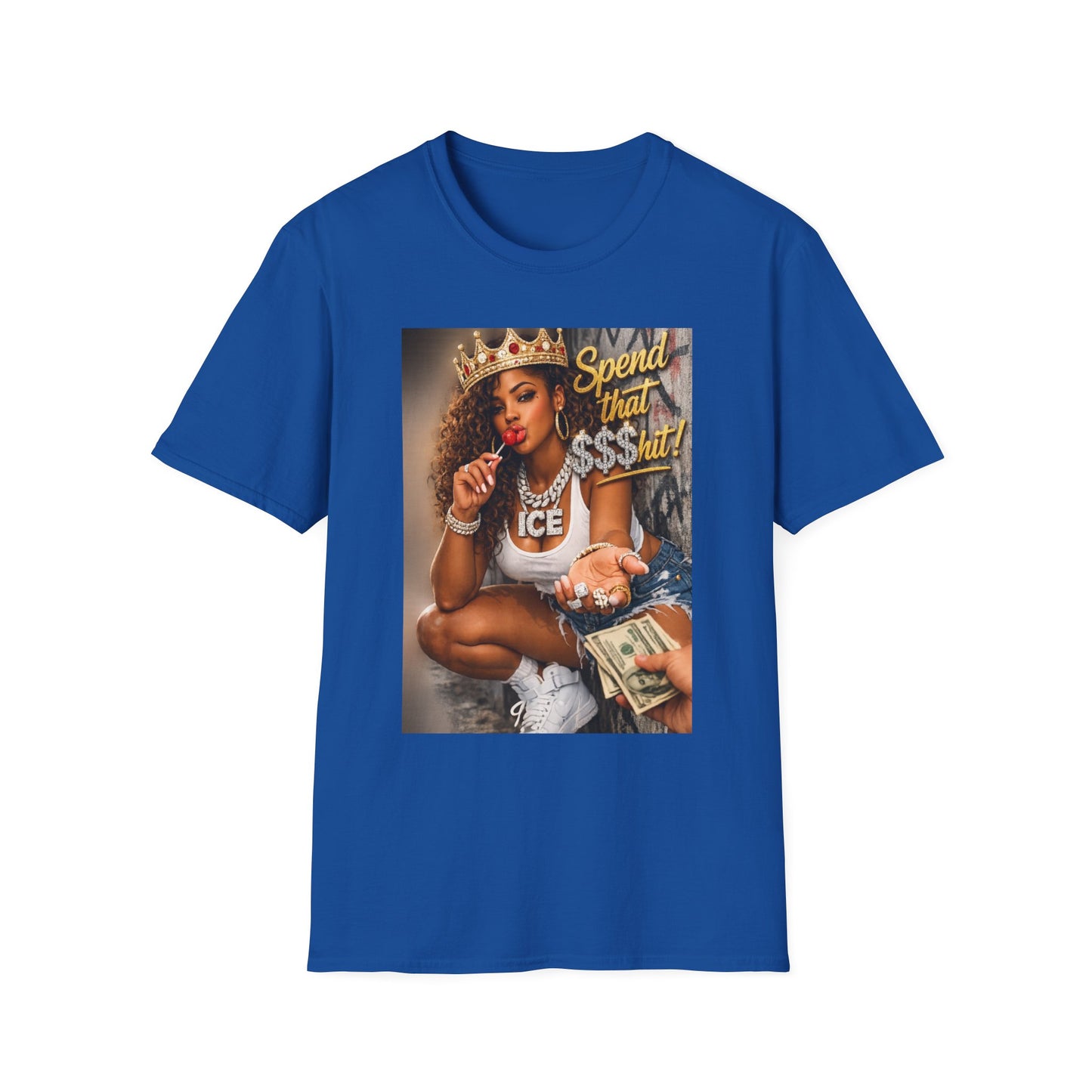 Spend That $Hit! T-Shirt | Queen Crown Graphic, Money Bling Design