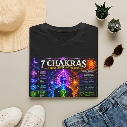 7 Chakras Energy Centers T-Shirt | Chakra Alignment Illustration