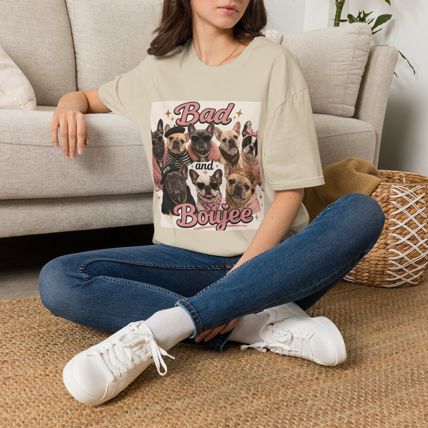 Bad and Boujee Dogs T-Shirt | Cute French Bulldog Pug Portraits