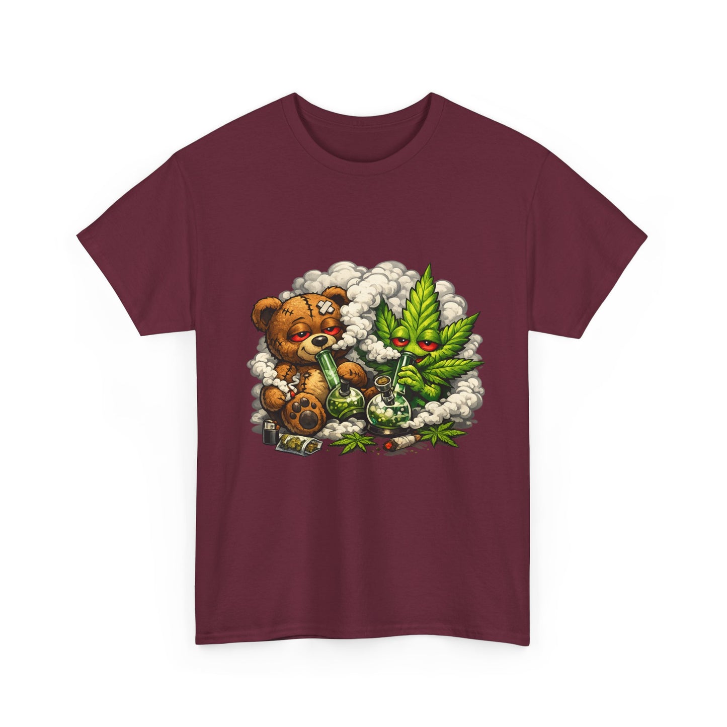 Teddy Bear and Cannabis Leaf T-Shirt | Cute Stoner Graphic Tee