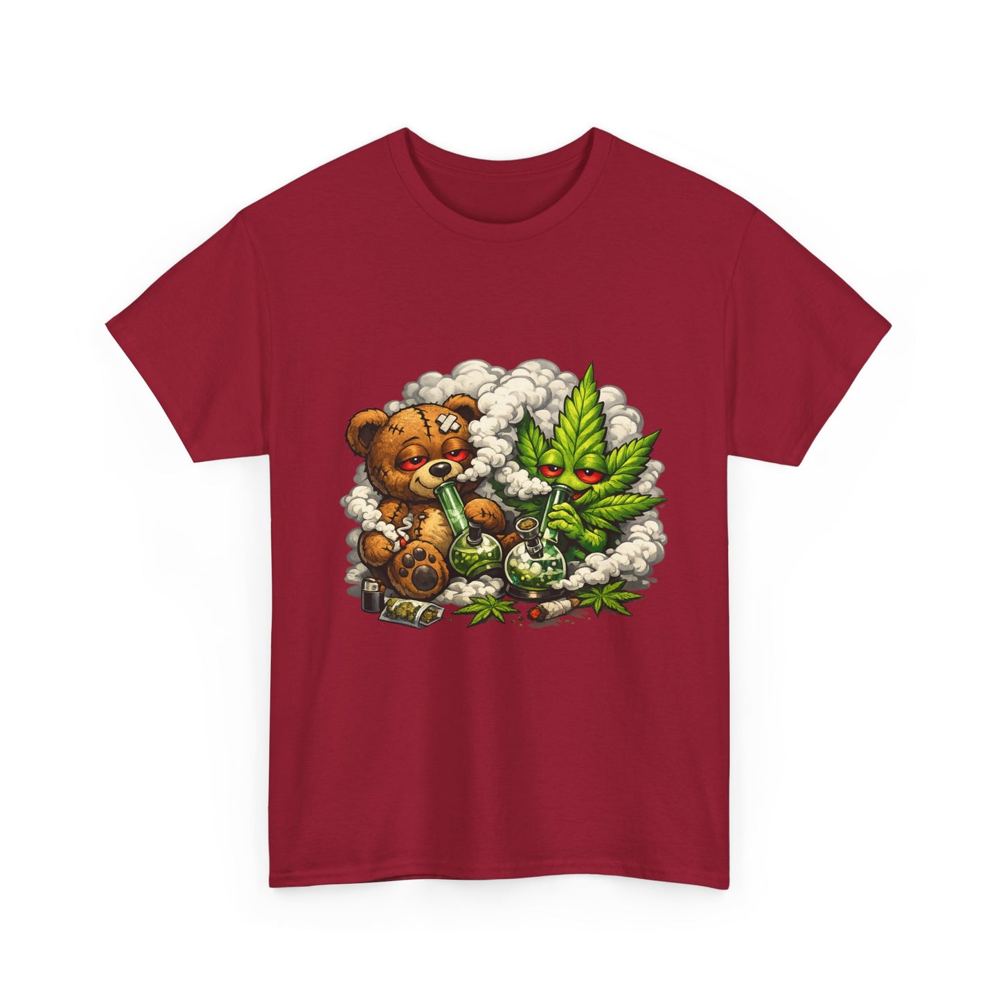 Teddy Bear and Cannabis Leaf T-Shirt | Cute Stoner Graphic Tee