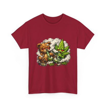 Teddy Bear and Cannabis Leaf T-Shirt | Cute Stoner Graphic Tee