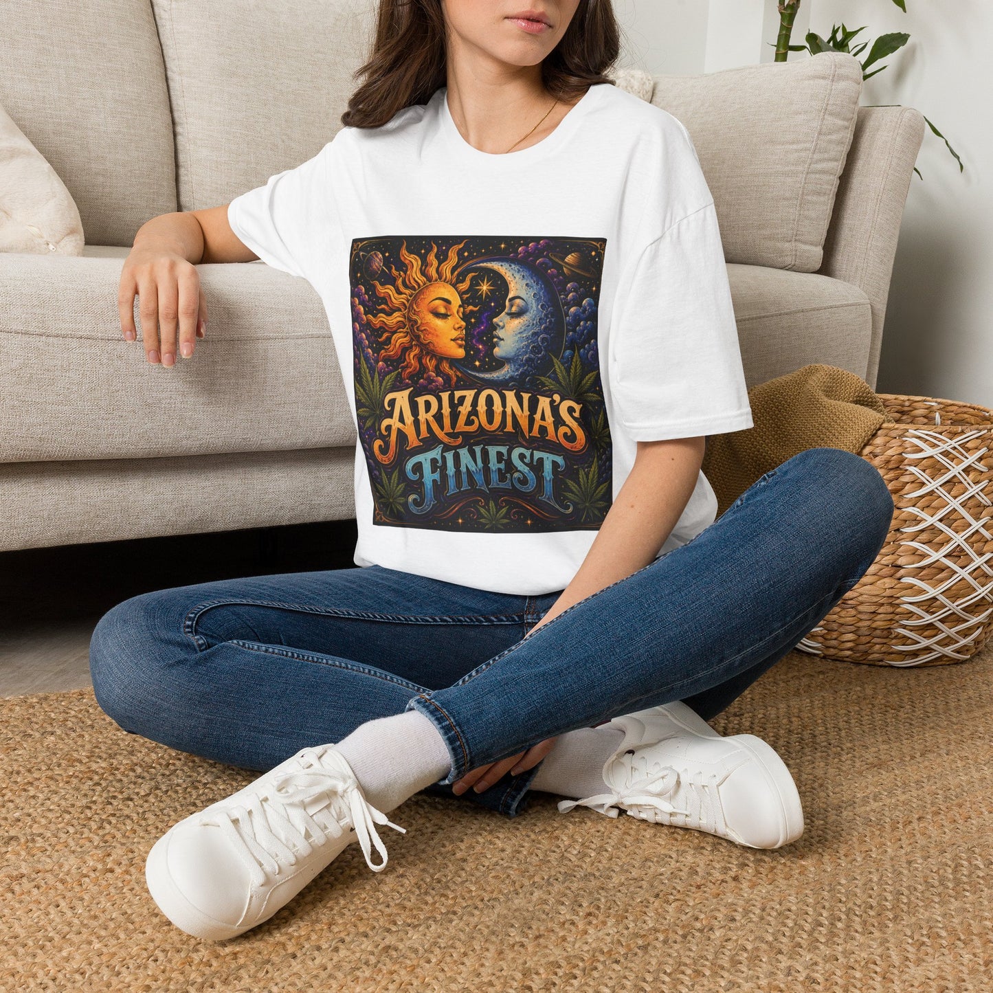 Sun and Moon Arizona's Finest T-Shirt | Celestial Sunface Moonface Tee