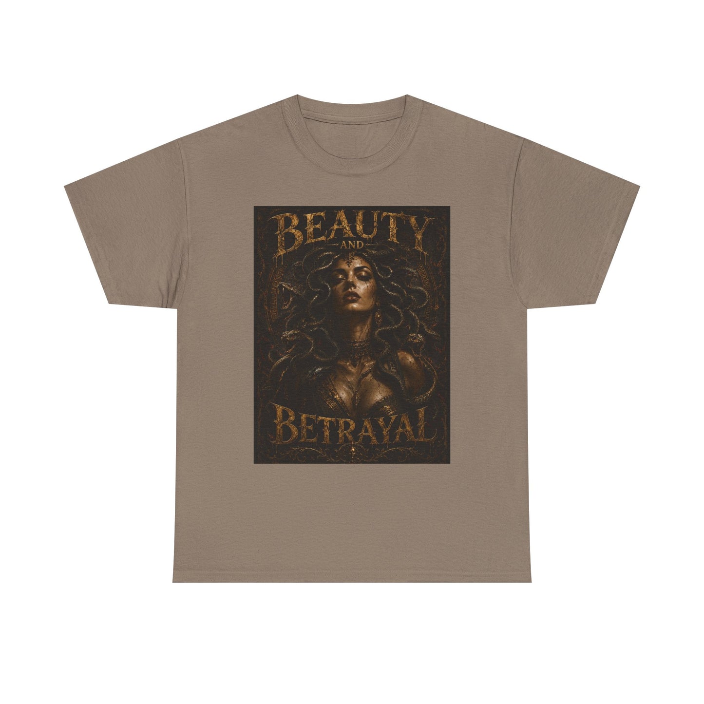 Beauty and Betrayal T-Shirt | Medusa-Inspired Portrait, Dark Mythical Art