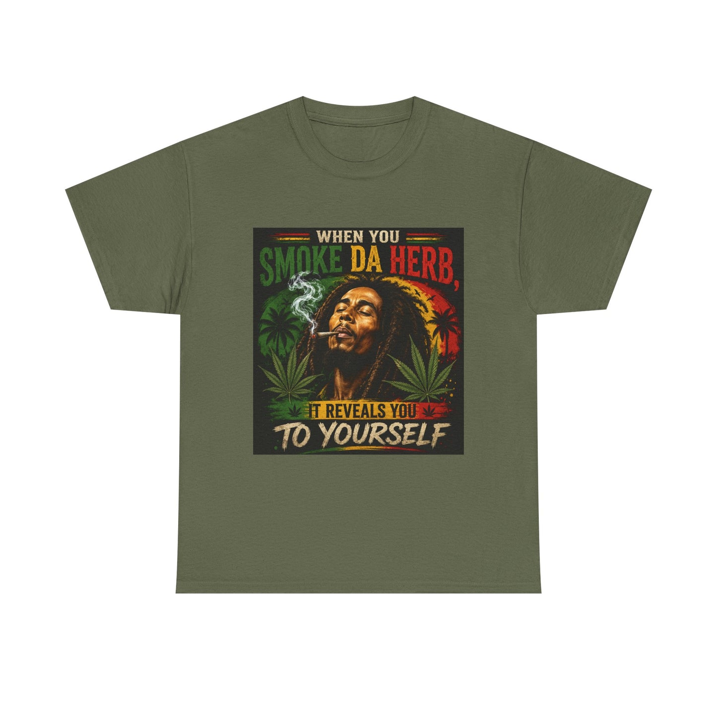 Smoke Da Herb T-Shirt | Rasta Weed Leaf Smoking Graphic Tee