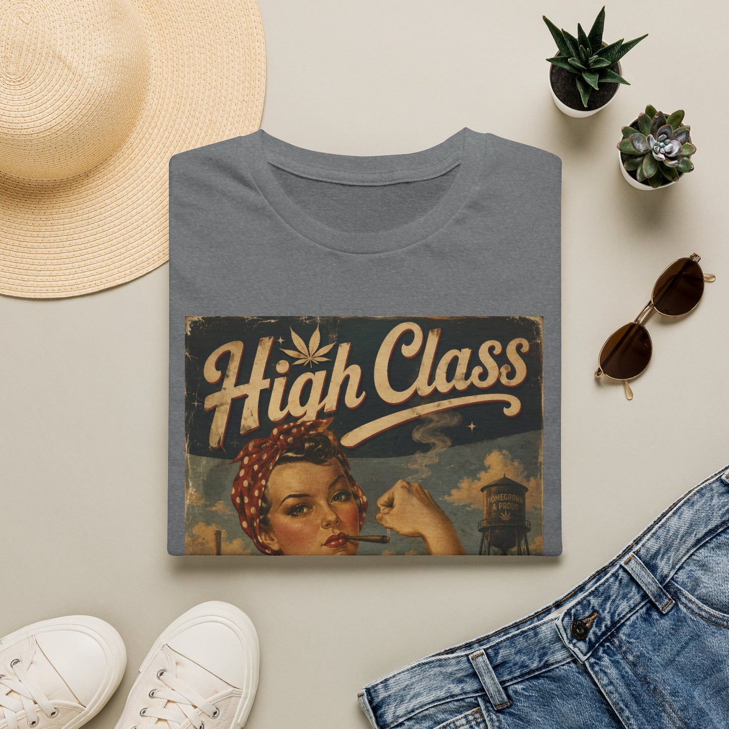 High Class Rosie the Riveter T-Shirt | Retro Feminist Vintage Artwork