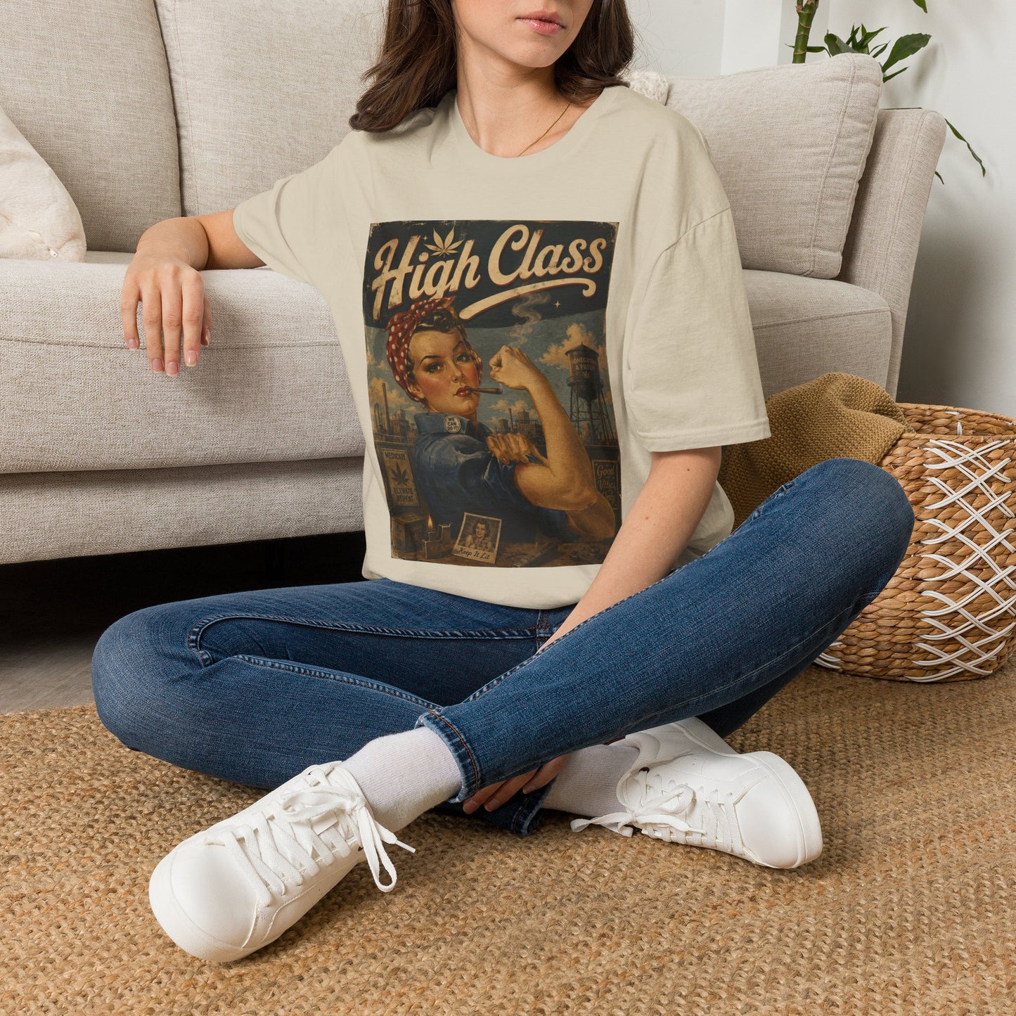 High Class Rosie the Riveter T-Shirt | Retro Feminist Vintage Artwork