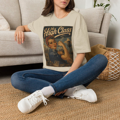 High Class Rosie the Riveter T-Shirt | Retro Feminist Vintage Artwork