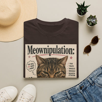 Meownipulation cat design T-Shirt | Funny Tabby Cat Illustration