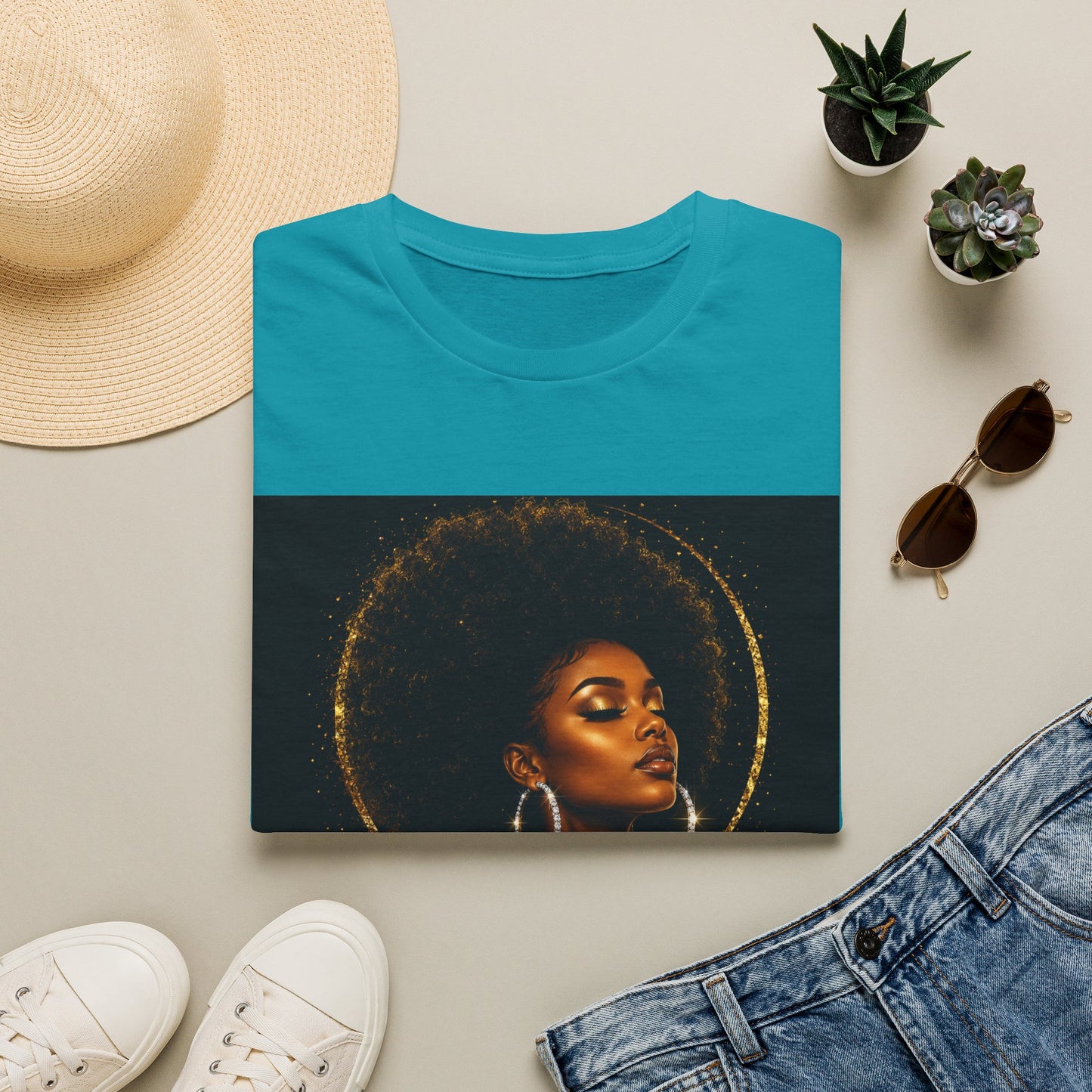 Melanated Goddess T-Shirt | Afrocentric Black Woman Art