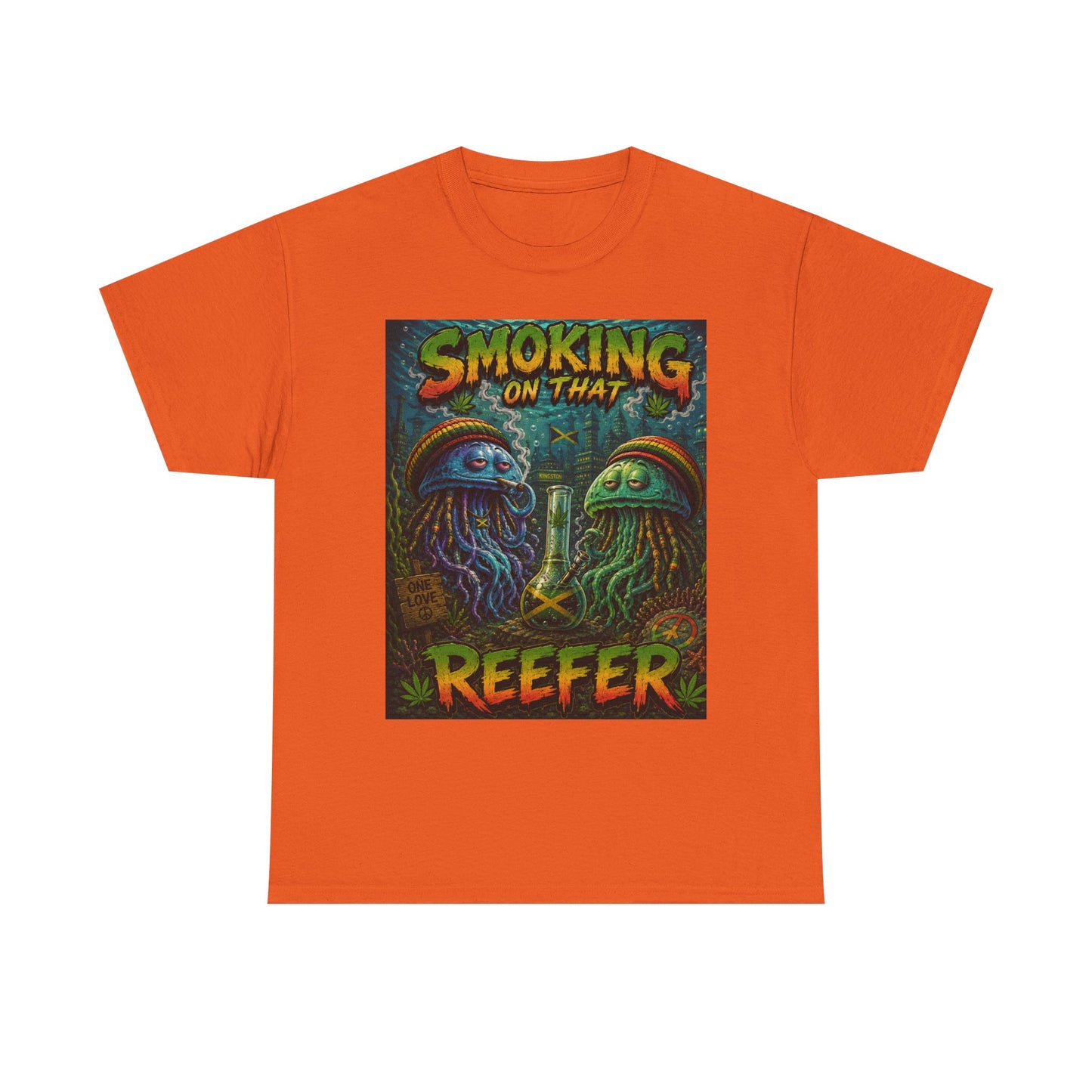 Smoking on That Reefer T-Shirt | Psychedelic Jellyfish Illustration, Cannabis Art