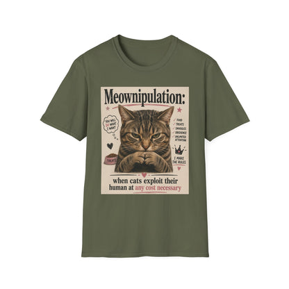 Meownipulation cat design T-Shirt | Funny Tabby Cat Illustration