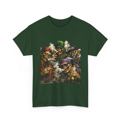 Smoking Zombie Crew Tee | Skeleton Gang Illustration, Streetwear Horror