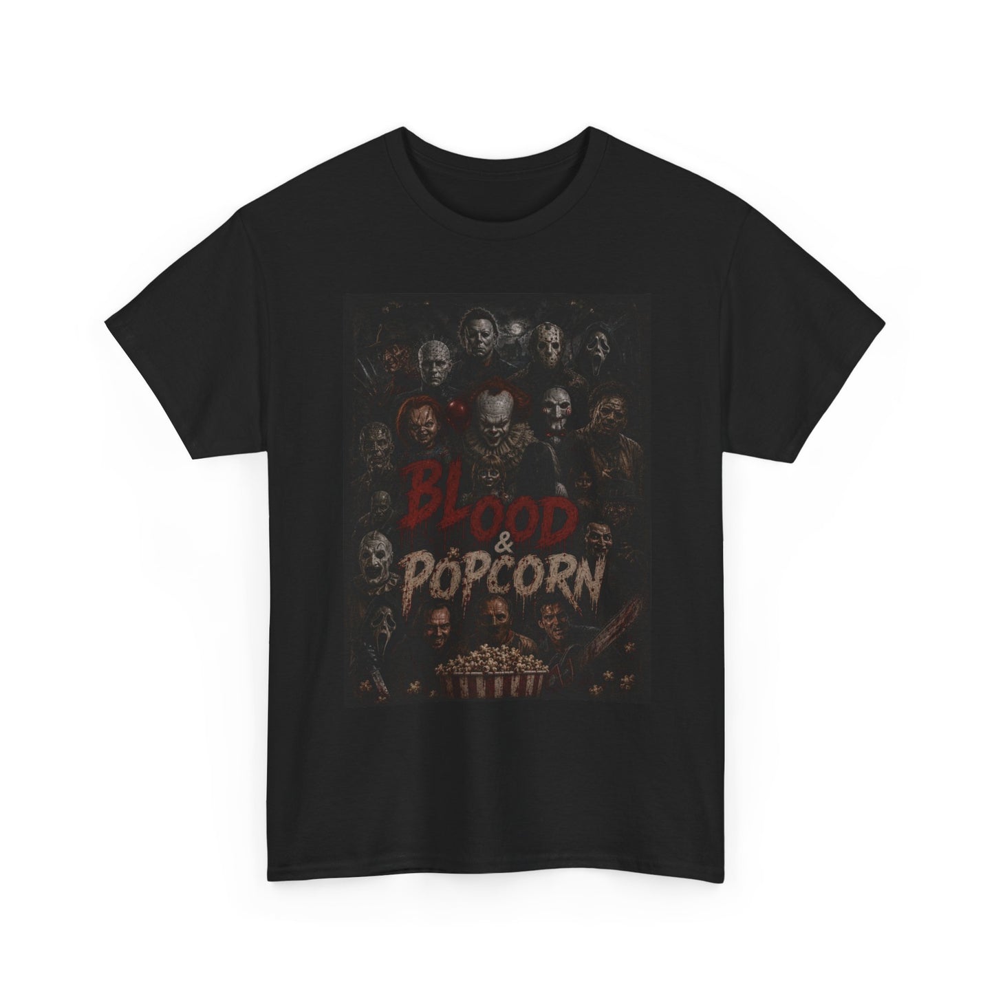 Blood & Popcorn Horror T-Shirt | Movie Night Thriller Tee