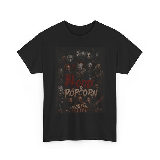 Blood & Popcorn Horror T-Shirt | Movie Night Thriller Tee