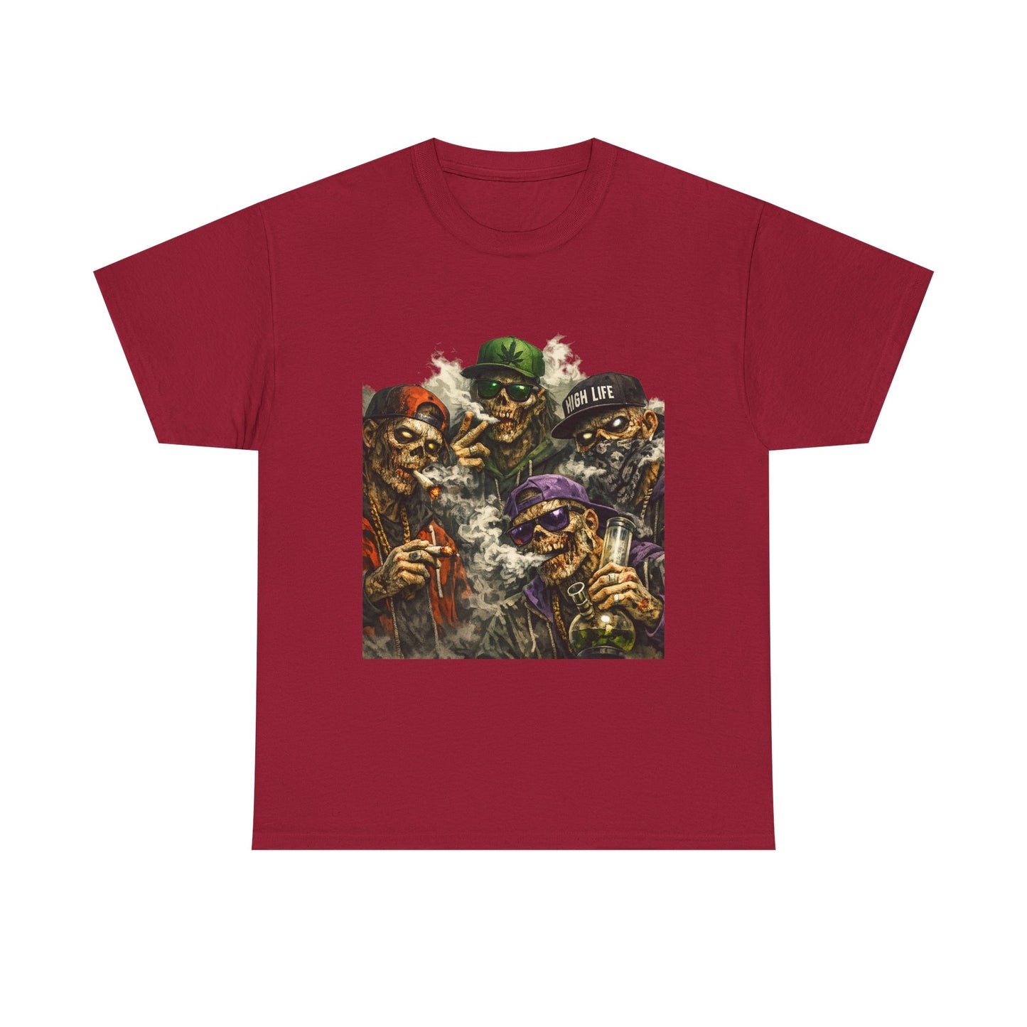 Smoking Zombie Crew Tee | Skeleton Gang Illustration, Streetwear Horror