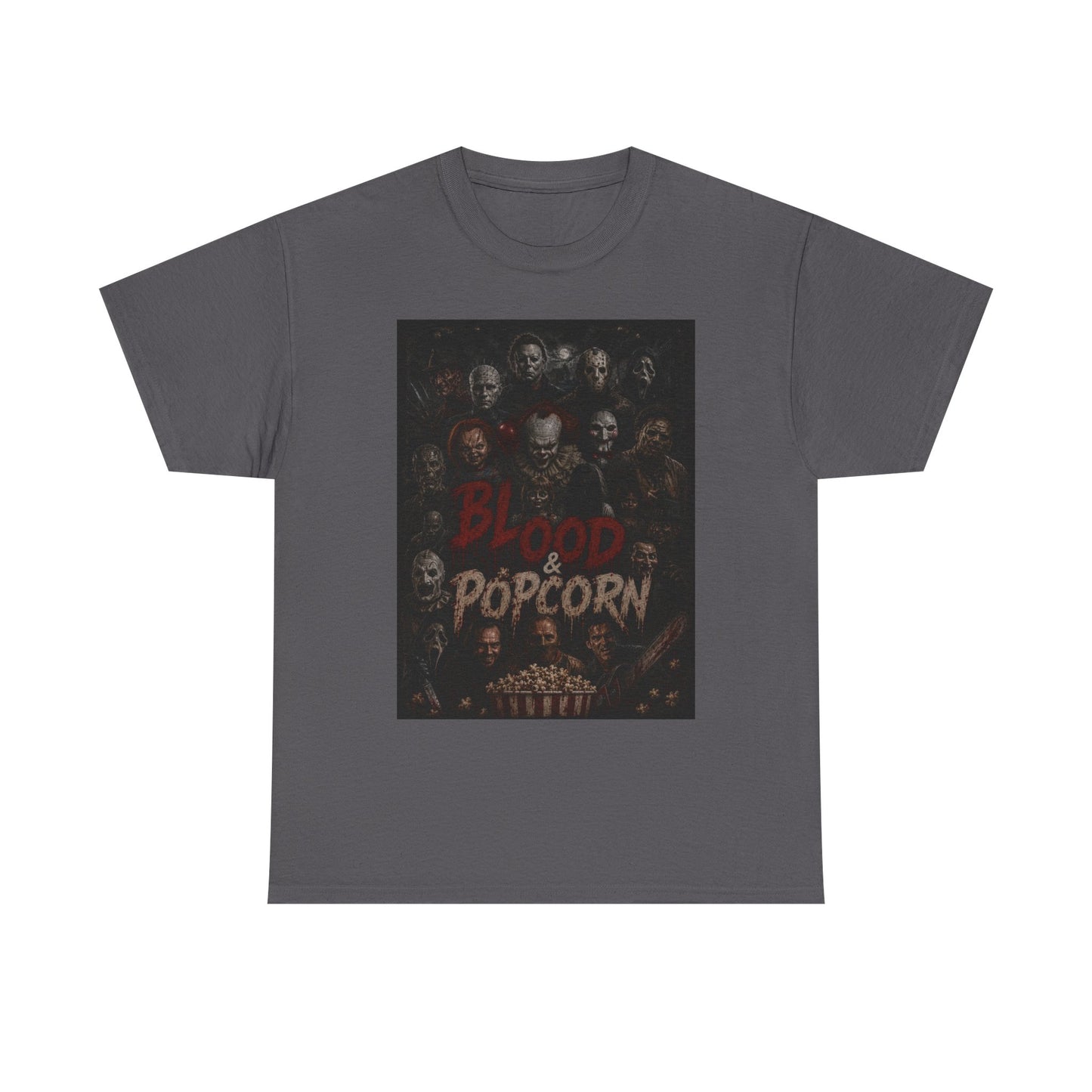 Blood & Popcorn Horror T-Shirt | Movie Night Thriller Tee