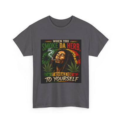 Smoke Da Herb T-Shirt | Rasta Weed Leaf Smoking Graphic Tee
