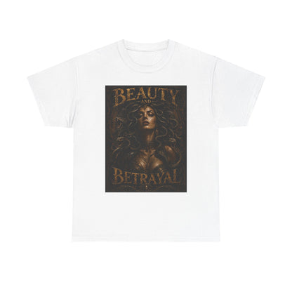 Beauty and Betrayal T-Shirt | Medusa-Inspired Portrait, Dark Mythical Art
