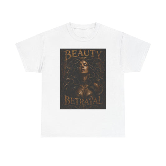 Beauty and Betrayal T-Shirt | Medusa-Inspired Portrait, Dark Mythical Art