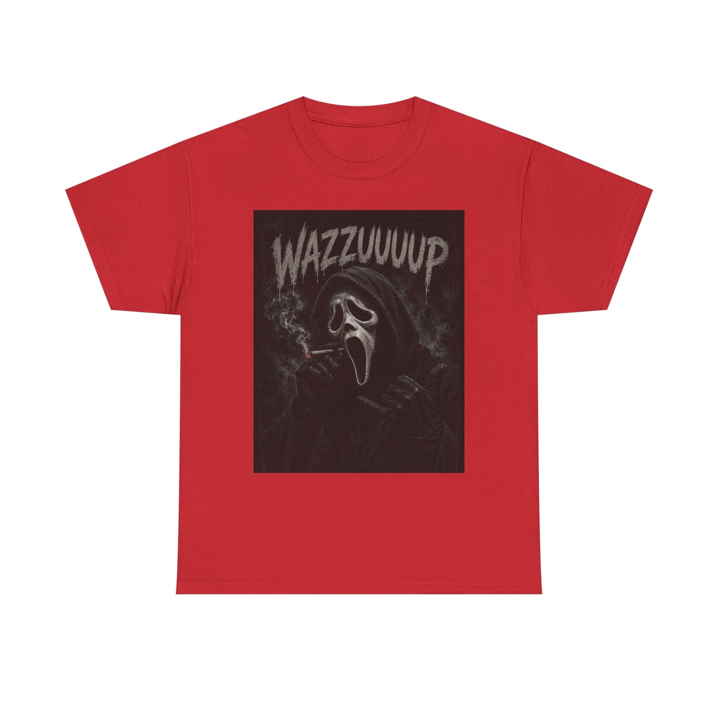 Wazzzuuup Ghost Face Tee | Horror Movie Mask T-Shirt