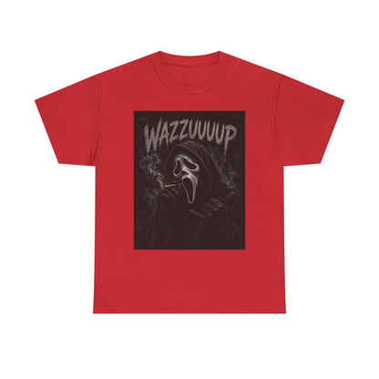 Wazzzuuup Ghost Face Tee | Horror Movie Mask T-Shirt