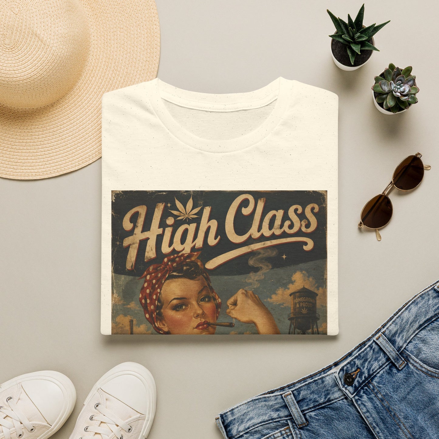 High Class Rosie the Riveter T-Shirt | Retro Feminist Vintage Artwork