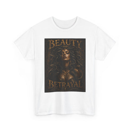 Beauty and Betrayal T-Shirt | Medusa-Inspired Portrait, Dark Mythical Art