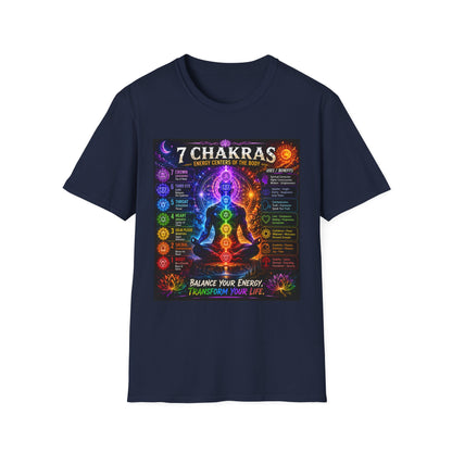 7 Chakras Energy Centers T-Shirt | Chakra Alignment Illustration