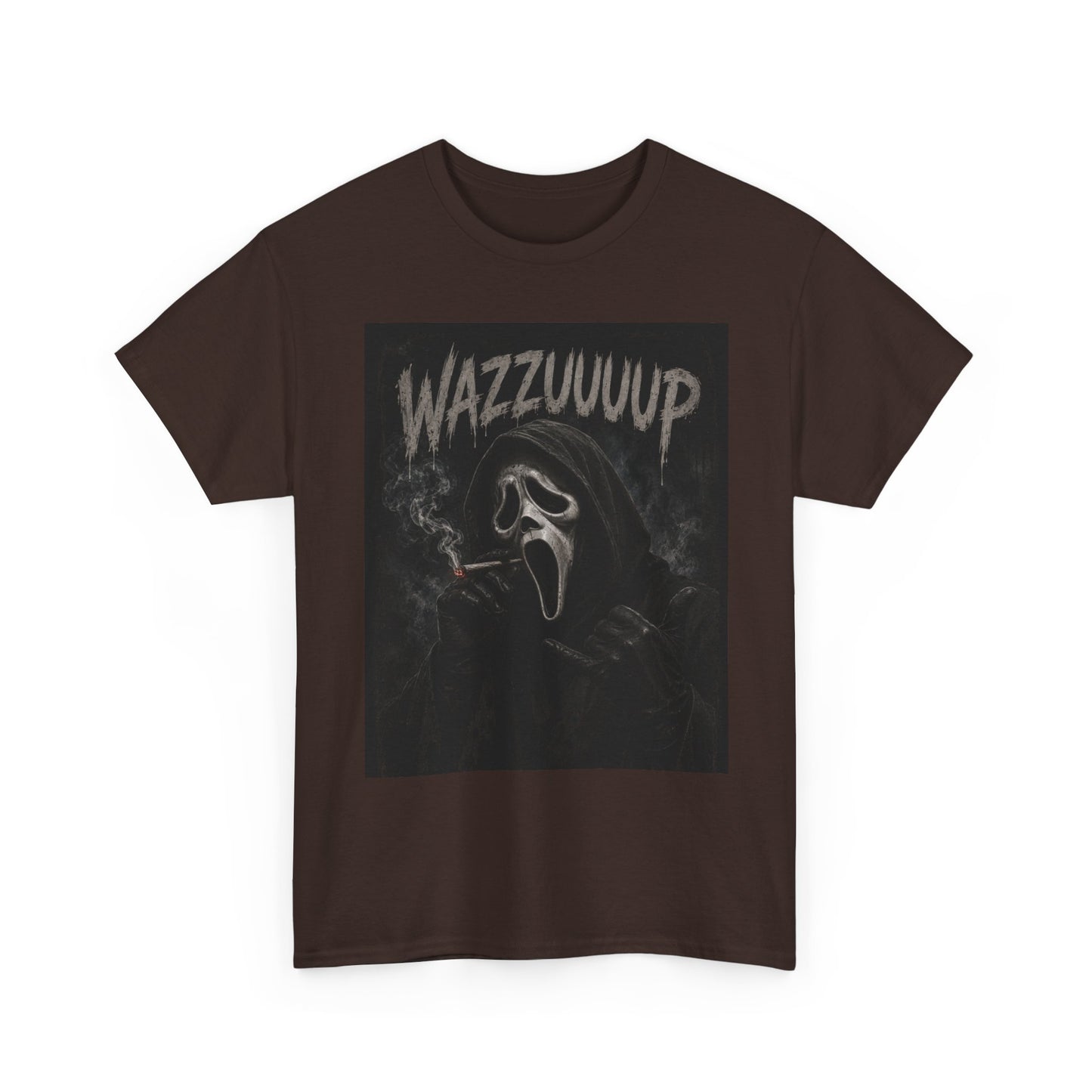 Wazzzuuup Ghost Face Tee | Horror Movie Mask T-Shirt