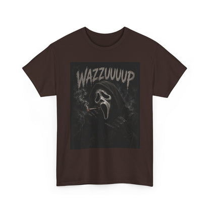 Wazzzuuup Ghost Face Tee | Horror Movie Mask T-Shirt