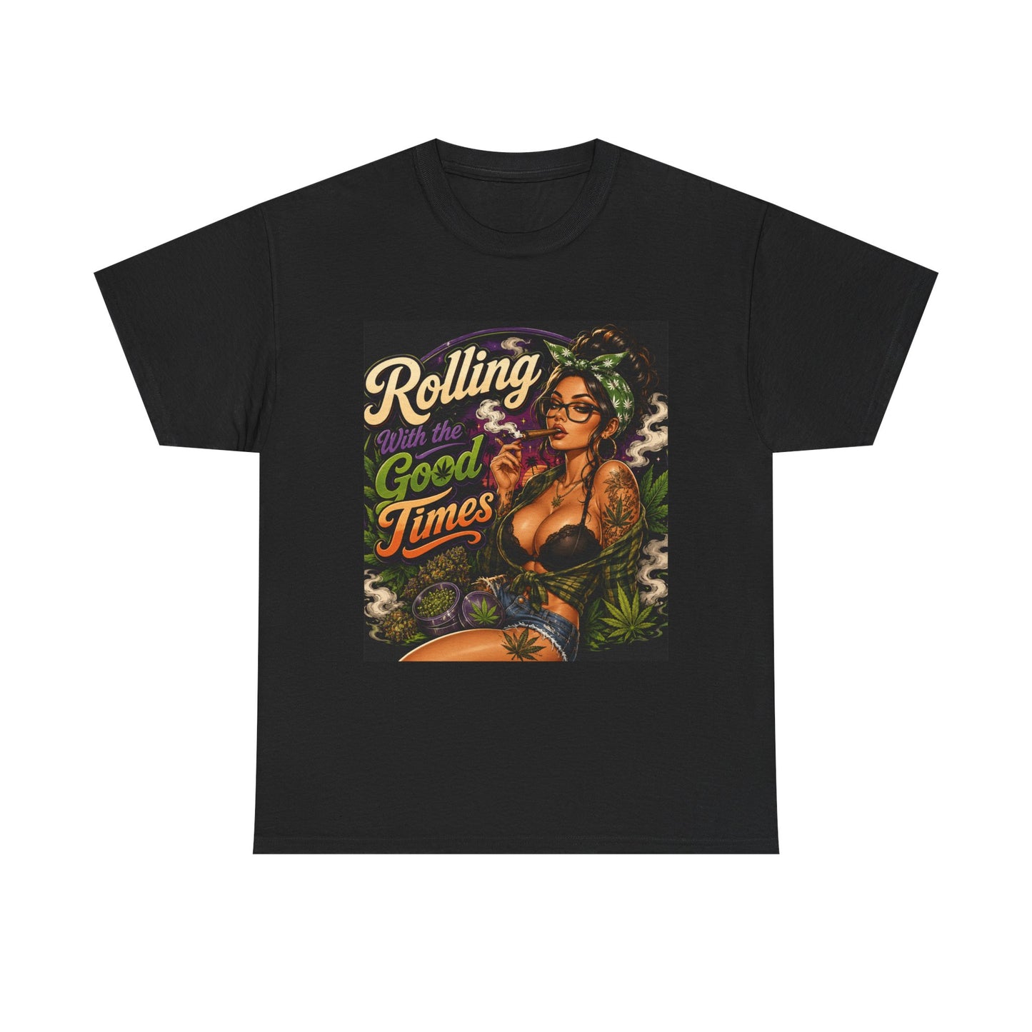 Rolling Good Times tee | Retro Pinup Cannabis Graphic T-Shirt