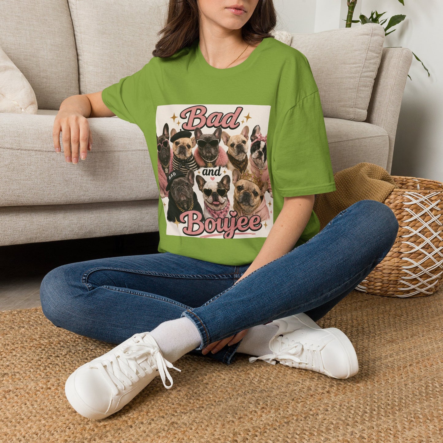Bad and Boujee Dogs T-Shirt | Cute French Bulldog Pug Portraits