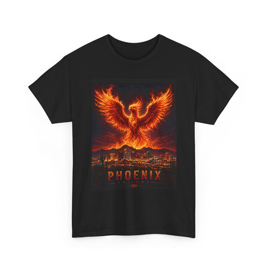 Phoenix Skyline T-Shirt | Firebird Illustration, Urban Skyline