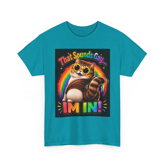 That Sounds Gay I'm In T-Shirt | Rainbow Cat Pride Tee