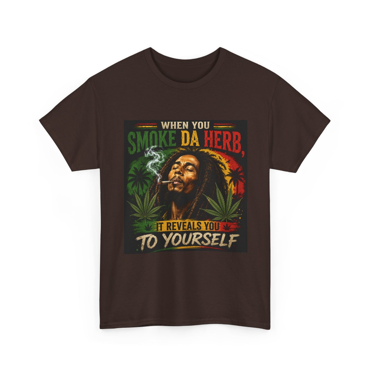 Smoke Da Herb T-Shirt | Rasta Weed Leaf Smoking Graphic Tee