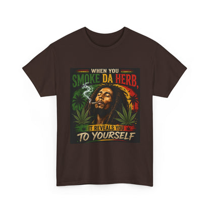 Smoke Da Herb T-Shirt | Rasta Weed Leaf Smoking Graphic Tee