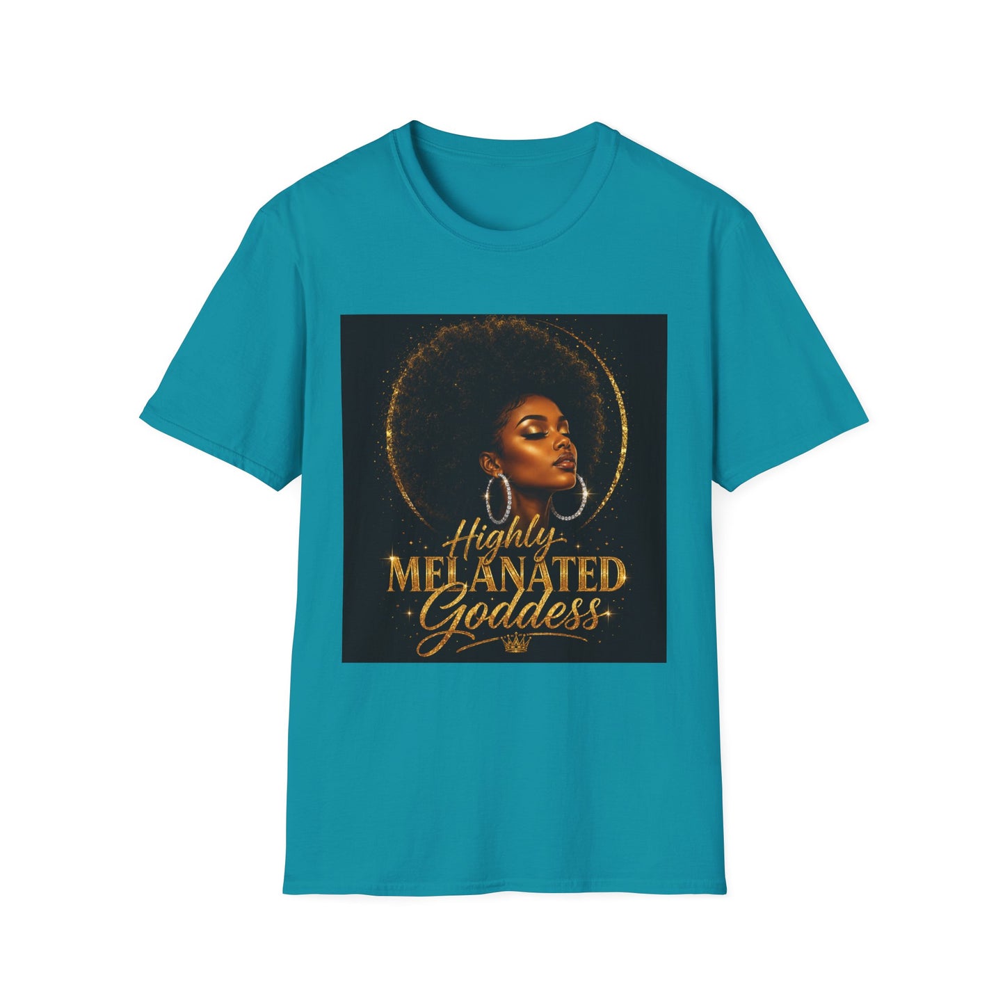 Melanated Goddess T-Shirt | Afrocentric Black Woman Art