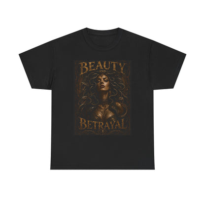 Beauty and Betrayal T-Shirt | Medusa-Inspired Portrait, Dark Mythical Art