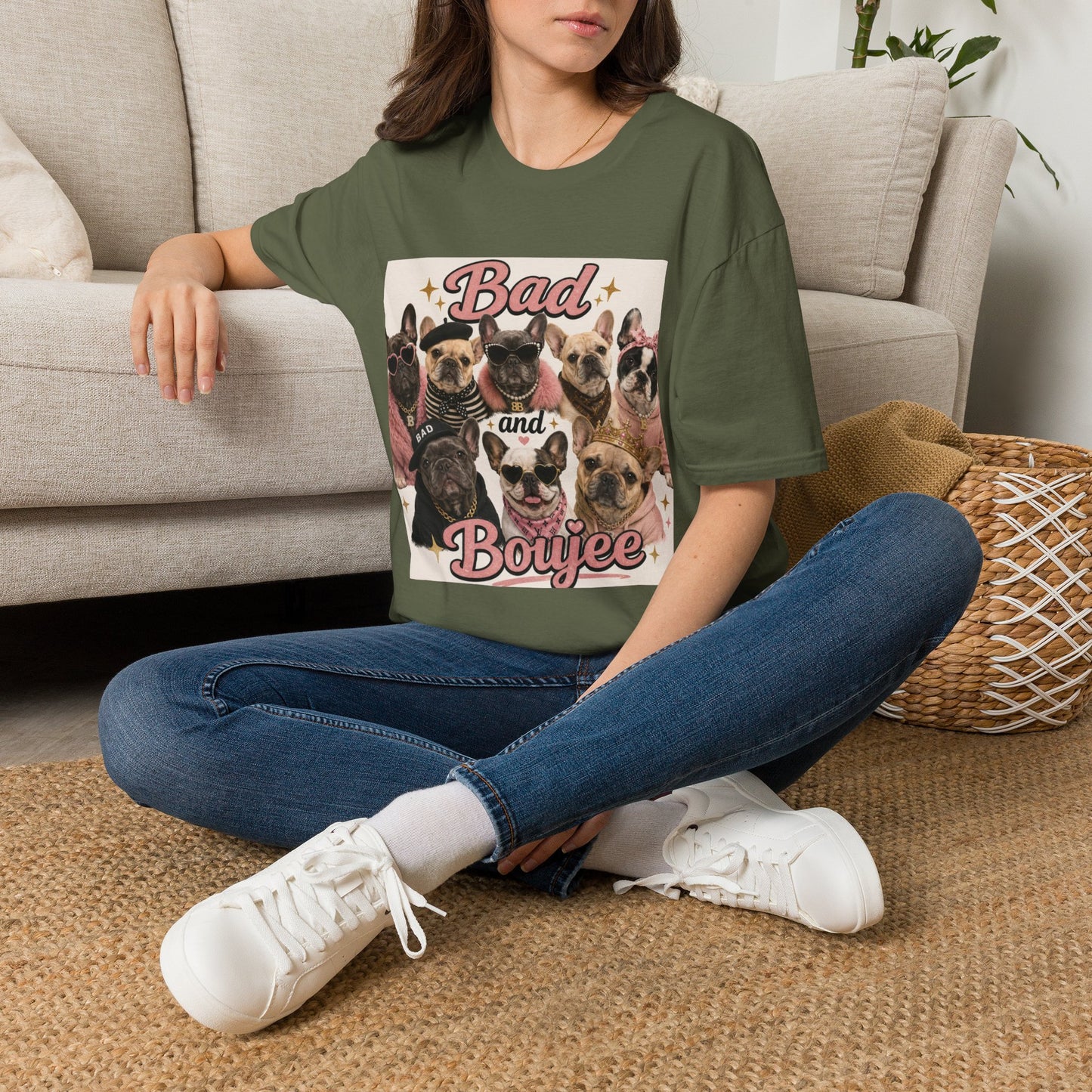 Bad and Boujee Dogs T-Shirt | Cute French Bulldog Pug Portraits