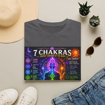 7 Chakras Energy Centers T-Shirt | Chakra Alignment Illustration