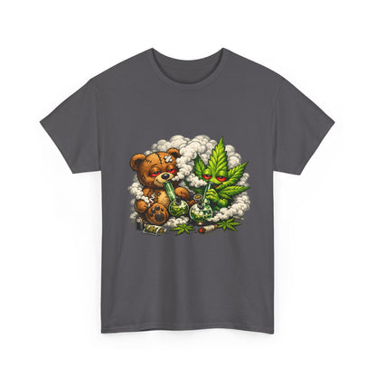 Teddy Bear and Cannabis Leaf T-Shirt | Cute Stoner Graphic Tee