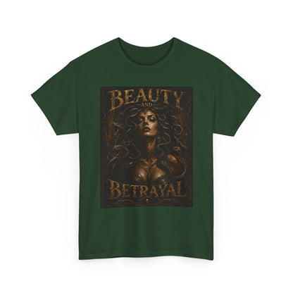 Beauty and Betrayal T-Shirt | Medusa-Inspired Portrait, Dark Mythical Art