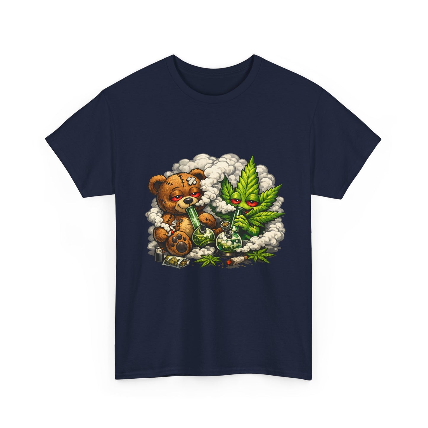 Teddy Bear and Cannabis Leaf T-Shirt | Cute Stoner Graphic Tee