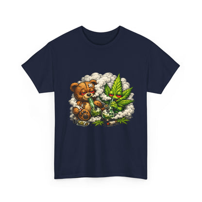 Teddy Bear and Cannabis Leaf T-Shirt | Cute Stoner Graphic Tee