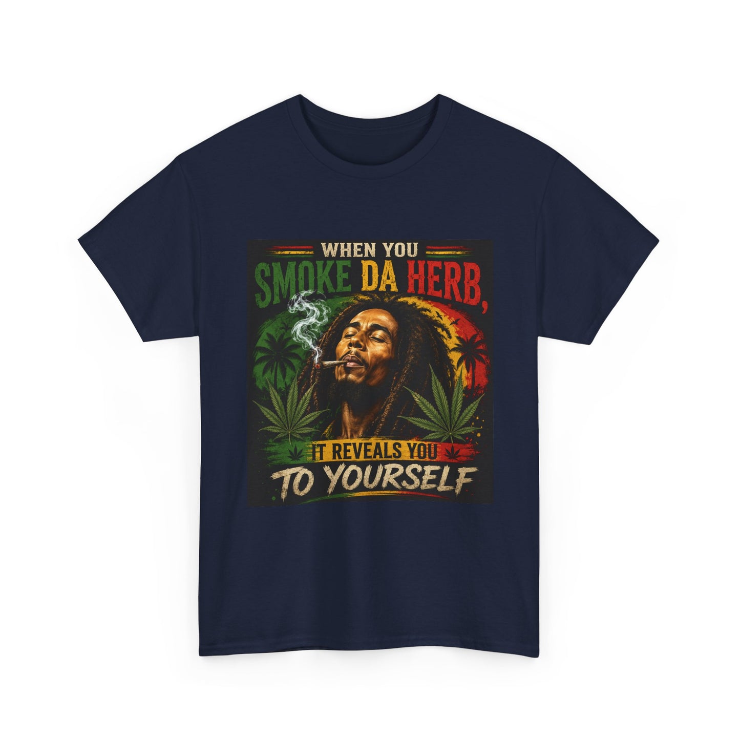 Smoke Da Herb T-Shirt | Rasta Weed Leaf Smoking Graphic Tee
