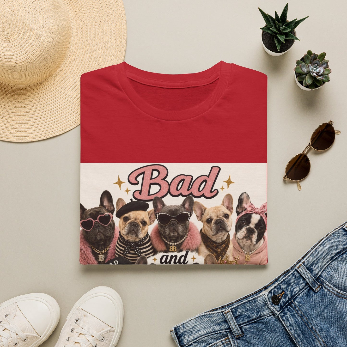 Bad and Boujee Dogs T-Shirt | Cute French Bulldog Pug Portraits